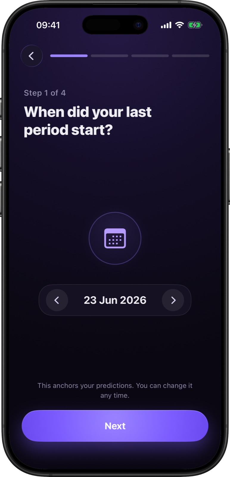 Simply Track cycle-phase view on an iPhone, explaining the current phase of the cycle